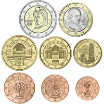 Sada obehových Euro mincí Rakúska 2024