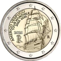2 EURO Taliansko 2025 - Amerigo Vespucci