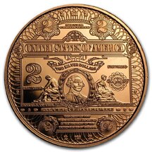 Medená minca Bankovka Georga Washingtona 1 Unca