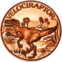 Medená minca Velociraptor 1 Unca