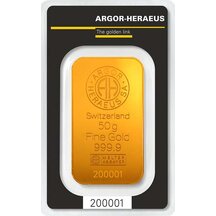 Zlatá tehlička Argor-Heraeus 50 g
