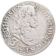 3 Grajciar Leopold I. 1668 Viedeň (W)