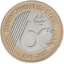 1 REAL Brazília 2025 - 60 rokov centrálnej banky