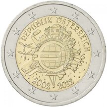 2 EURO Rakúsko 2012 - 10. rokov Euro meny