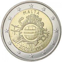 2 EURO Malta 2012 - 10. rokov Euro meny