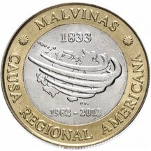 2 Pesos Argentína 2012 - Malvinas