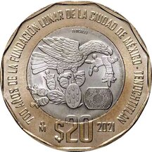 20 Pesos Mexico 2021 - Založenie Tenochtitlanu
