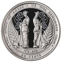 50 Cents Nový Zéland 2015 - Duch ANZAC - kolorovaná