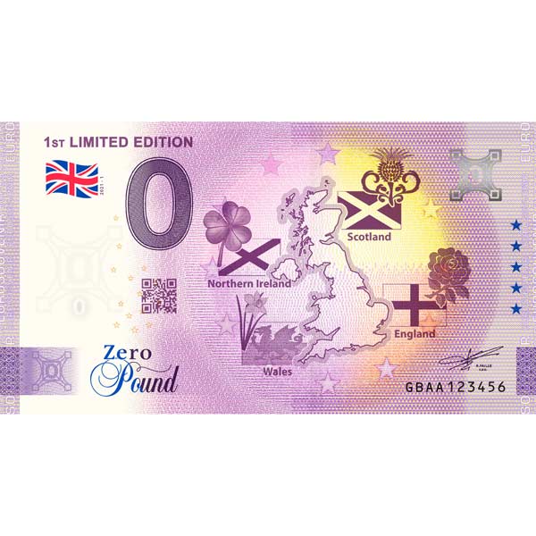 0 Zero Pound Souvenir Veľká Británia 2021 - 1st Limited Edition