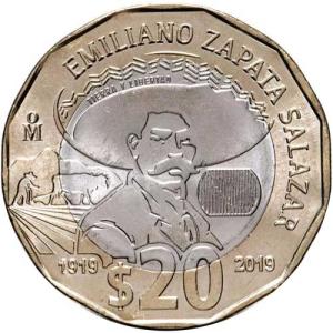 20 Pesos Mexico 2019 - Emiliano Zapata
Click to view the picture detail.