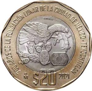 20 Pesos Mexico 2021 - Založenie Tenochtitlanu
Click to view the picture detail.