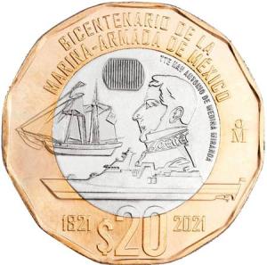 20 Pesos Mexico 2021 - Námorníctvo
Click to view the picture detail.